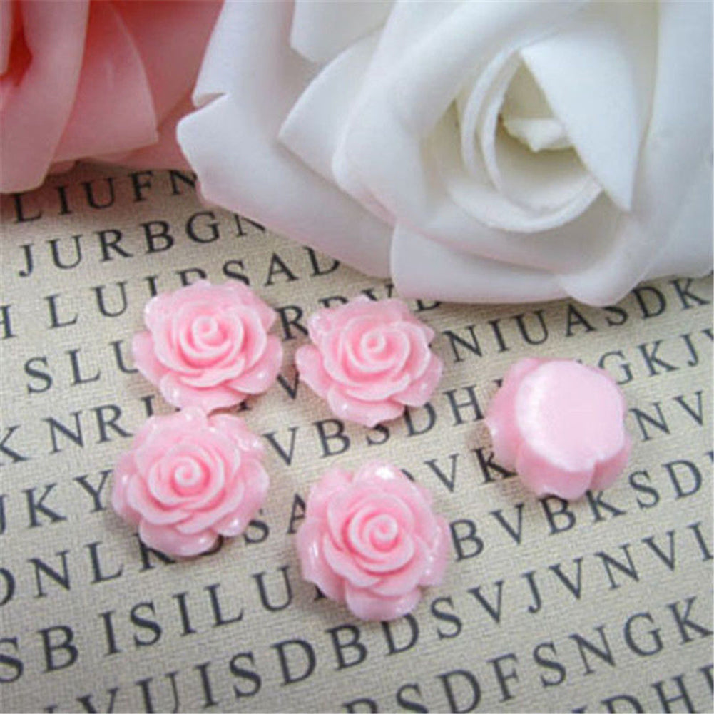 30Pcs Resin Rose Flower Flatback Appliques for Phone Photo Frame DIY Craft