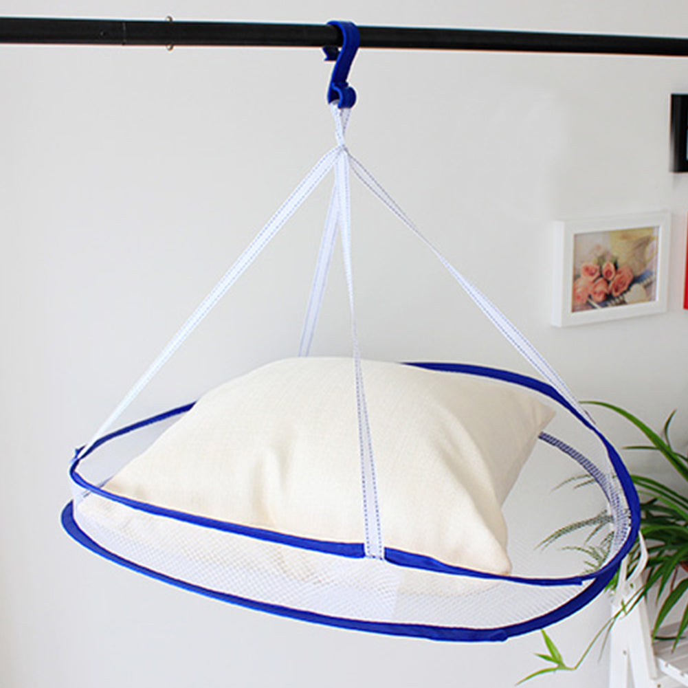 Foldable Double Layers Clothes Laundry Hanging Drying Rack Basket Mesh Tent Net