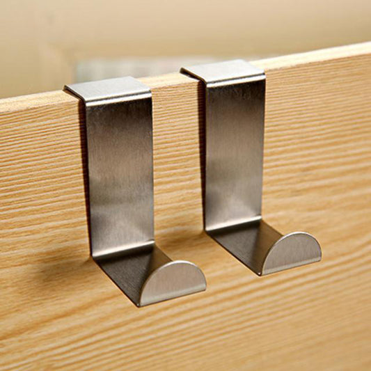2Pcs S Shape Stainless Steel Over Door Hooks Kitchen Bathroom Cabinet Hanger