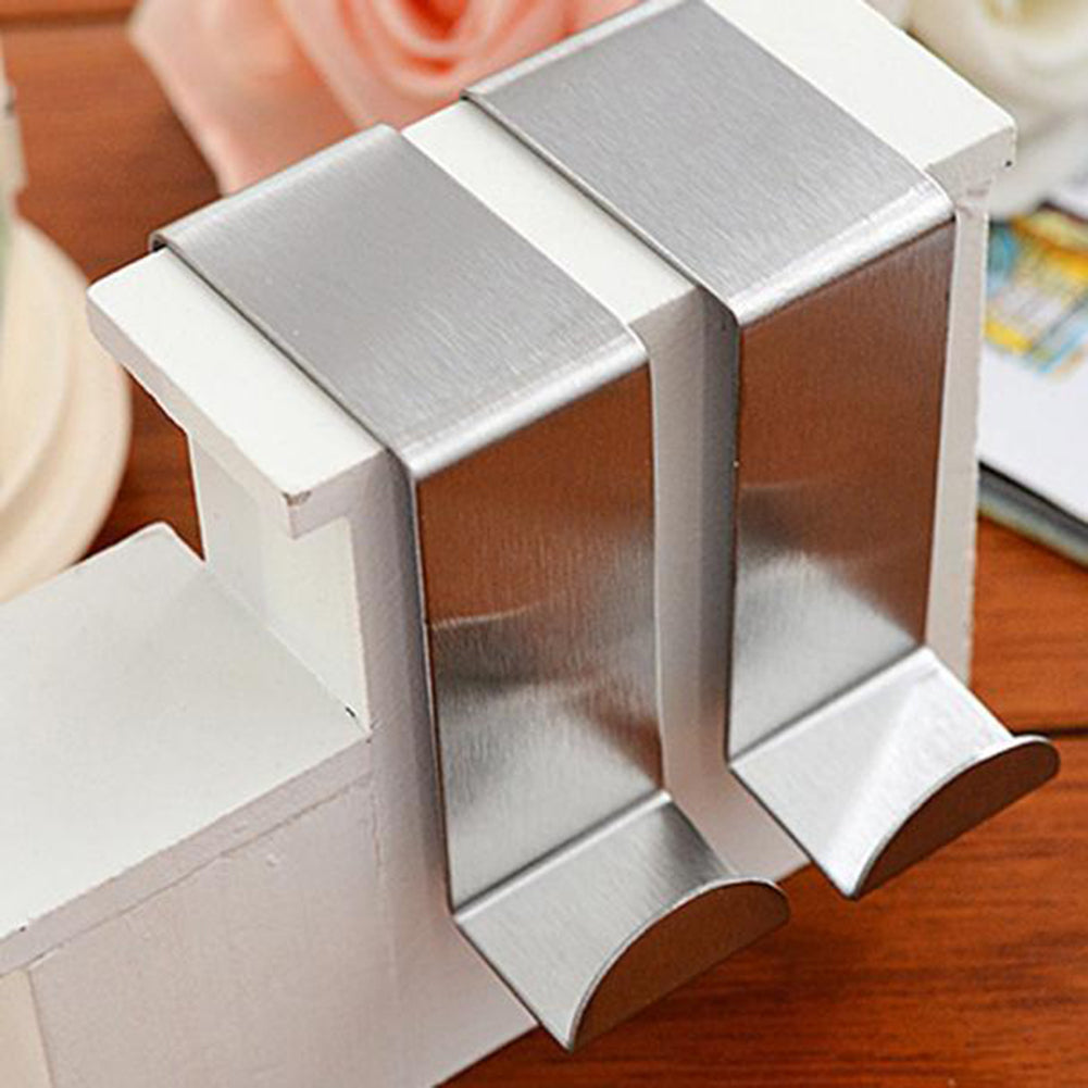2Pcs S Shape Stainless Steel Over Door Hooks Kitchen Bathroom Cabinet Hanger