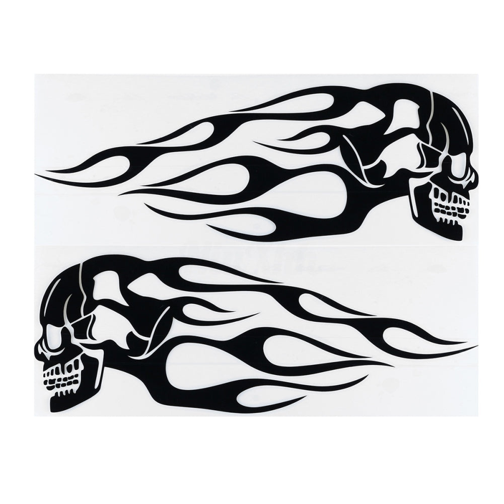 2Pcs Universal Motorcycle Motorbike Gas Tank Skull Flame Decals Sticker Decor
