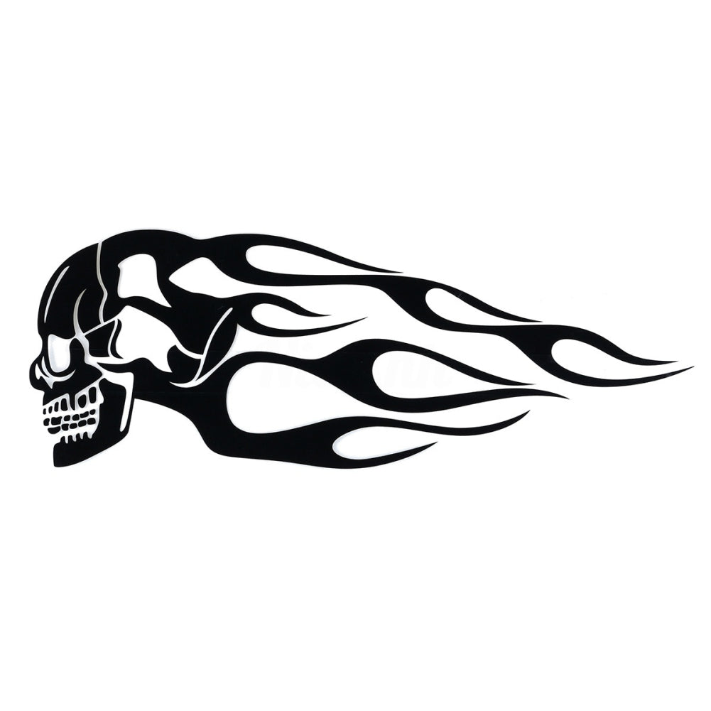 2Pcs Universal Motorcycle Motorbike Gas Tank Skull Flame Decals Sticker Decor
