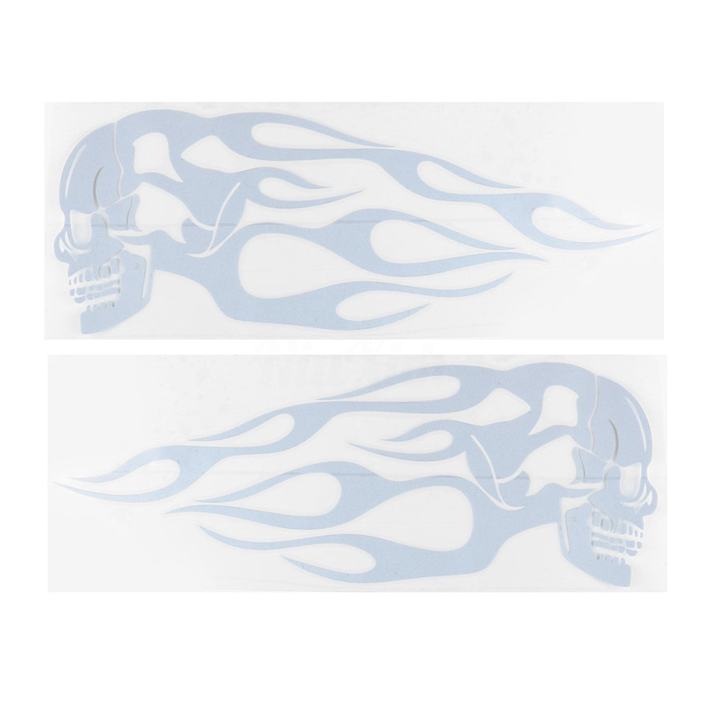 2Pcs Universal Motorcycle Motorbike Gas Tank Skull Flame Decals Sticker Decor