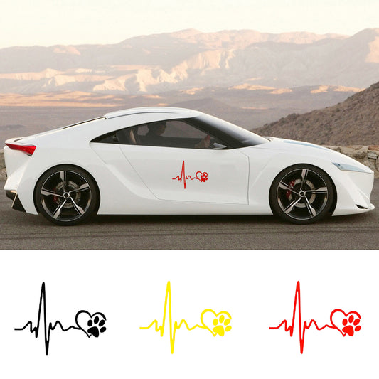 ECG Heart Dog Footprint Car-Styling Body Window Decals Reflective Sticker Decor