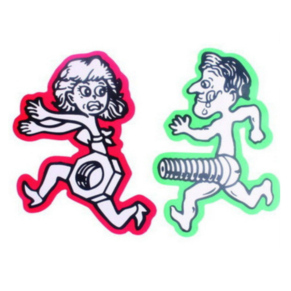 1 Pair Funny Men Bolt Chase Women Nut Run Car Sticker Motorcycle Decal Accessory