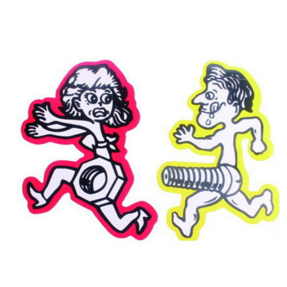 1 Pair Funny Men Bolt Chase Women Nut Run Car Sticker Motorcycle Decal Accessory