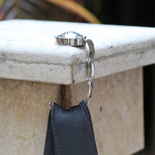 Foldable Folding Round Rhinestone Purse Handbag Table Hook Hanger Bag Holder