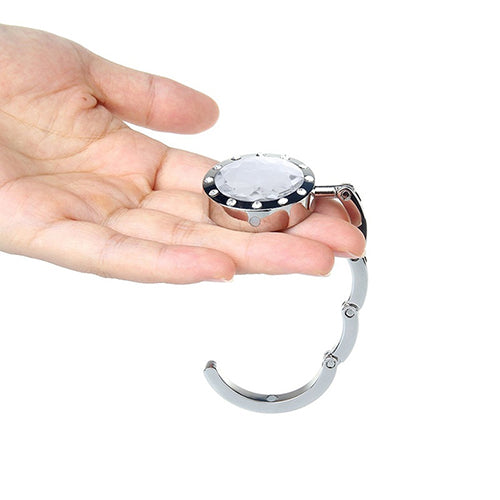 Foldable Folding Round Rhinestone Purse Handbag Table Hook Hanger Bag Holder