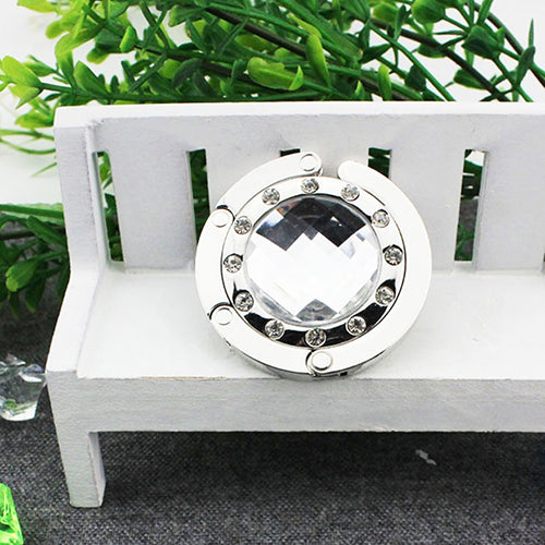 Foldable Folding Round Rhinestone Purse Handbag Table Hook Hanger Bag Holder