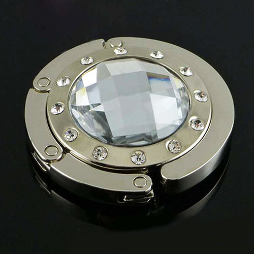 Foldable Folding Round Rhinestone Purse Handbag Table Hook Hanger Bag Holder