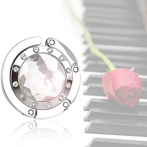 Foldable Folding Round Rhinestone Purse Handbag Table Hook Hanger Bag Holder