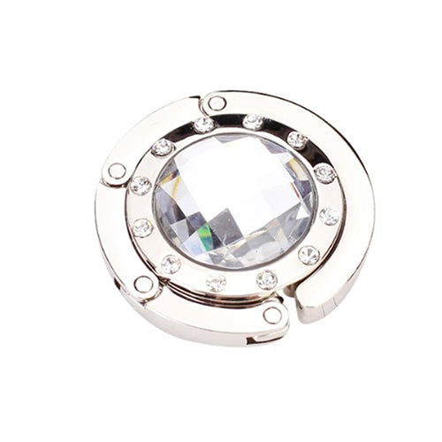 Foldable Folding Round Rhinestone Purse Handbag Table Hook Hanger Bag Holder