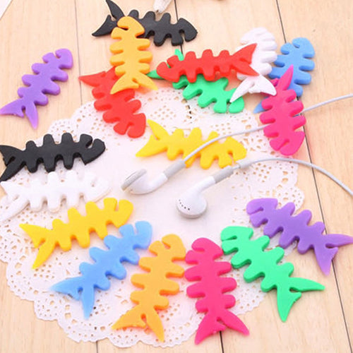 Useful Silicone Fish Bone Headphone Cord Wire Cable Organizer Holder Wrap
