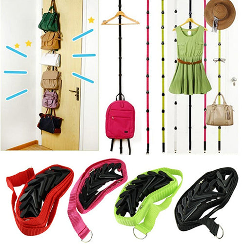 Fashion Adjustable Over Door Straps Hanger Hat Bag Coat Clothes Rack Organizer