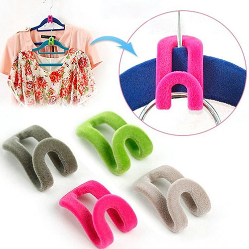 10 Pcs Home Creative Mini Flocking Clothes Hanger Easy Hook Closet Organizer