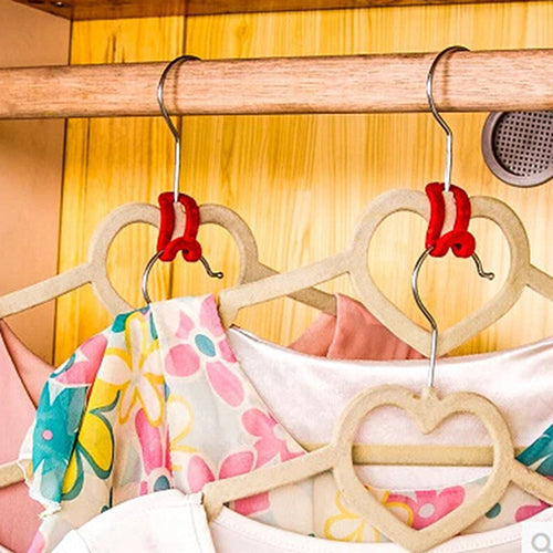 10 Pcs Home Creative Mini Flocking Clothes Hanger Easy Hook Closet Organizer