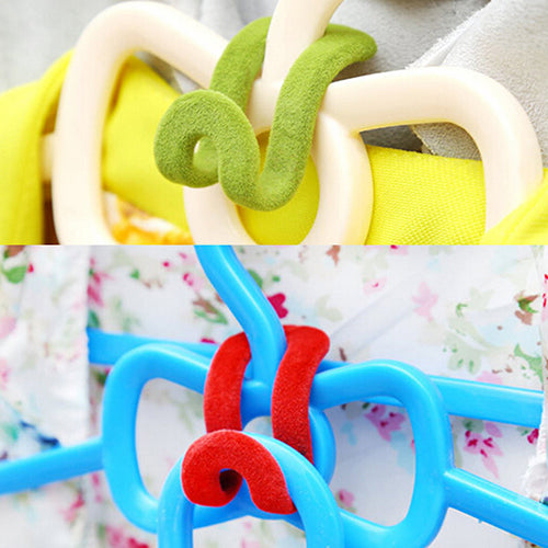 10 Pcs Home Creative Mini Flocking Clothes Hanger Easy Hook Closet Organizer