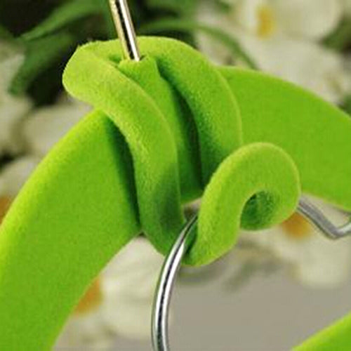 10 Pcs Home Creative Mini Flocking Clothes Hanger Easy Hook Closet Organizer