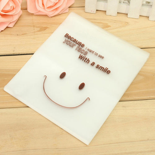 50Pcs Smiley Face Cello Self Adhesive Matte Thin Candy Cookie DIY OPP Bags