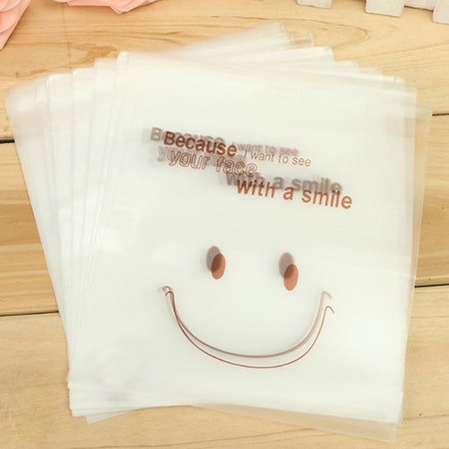 50Pcs Smiley Face Cello Self Adhesive Matte Thin Candy Cookie DIY OPP Bags