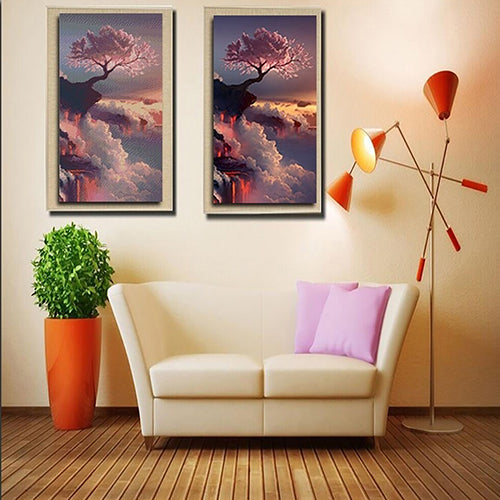 Romantic Cherry Blossom Tree 5D Resin Diamond Embroidery Painting Wall Decor