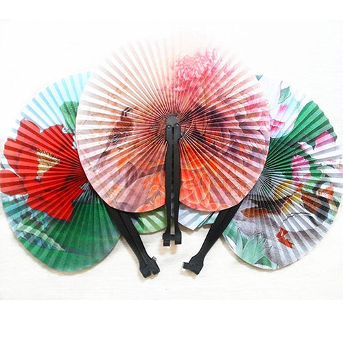 3Pcs Foldable Chinese Oriental Floral Paper Hand Fans Wedding Table Favors
