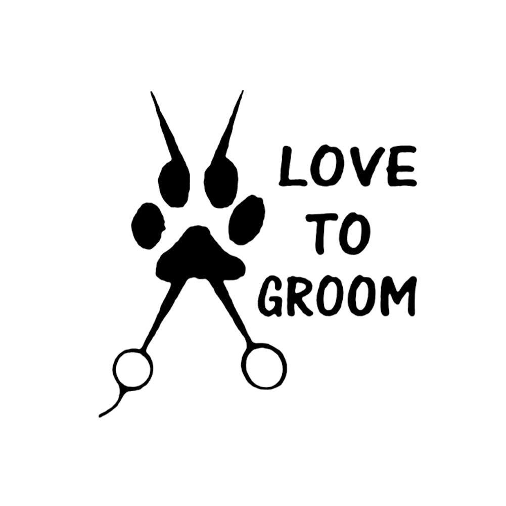 Funny Love to Groom Dog Paw Print Scissors Car Truck SUV Sticker Decal Decor