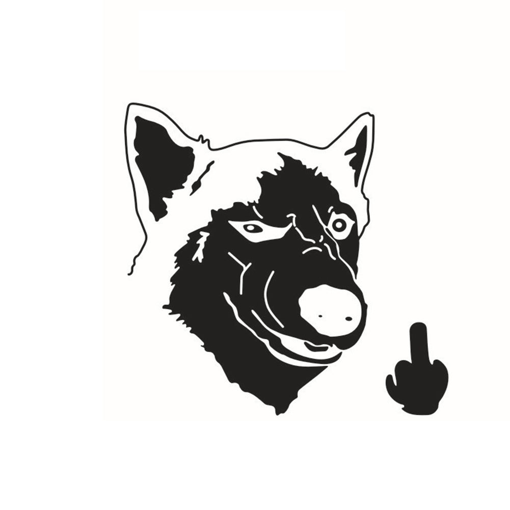 Funny Cool Serious Husky Dog Flipping Finger Car Truck SUV Laptop Sticker Decal