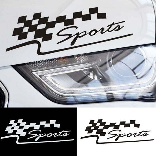 SPORT Letter Checkered Racing Flag Removable Car Sticker Auto Reflective Decal