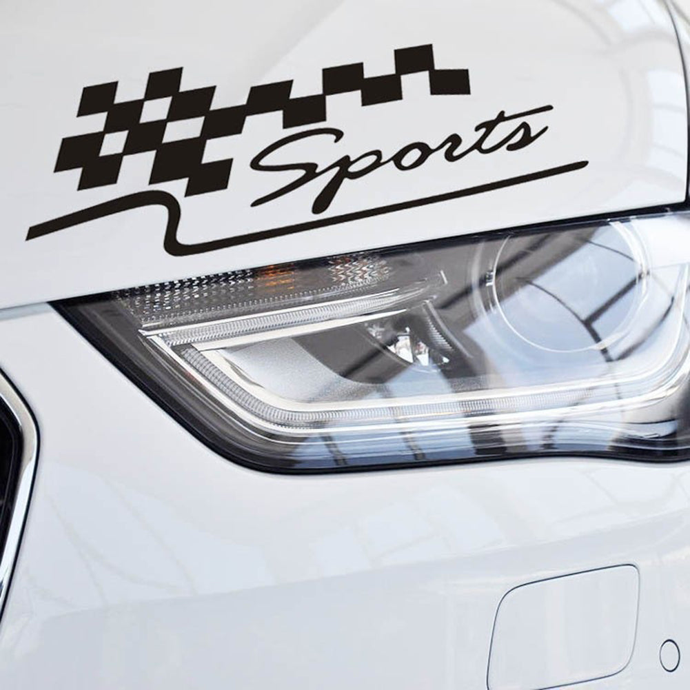 SPORT Letter Checkered Racing Flag Removable Car Sticker Auto Reflective Decal