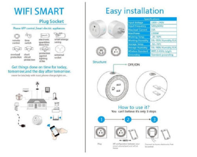 Smart Mini WiFi Plug Outlet Switch work with Google Home Remote