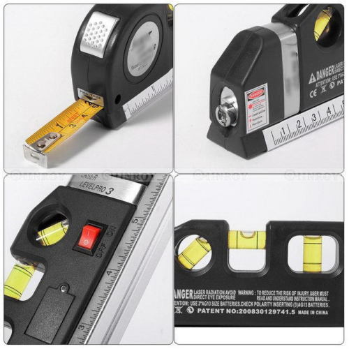 Multipurpose Laser Level Vertical Horizon Measuring Tape Aligner Ruler