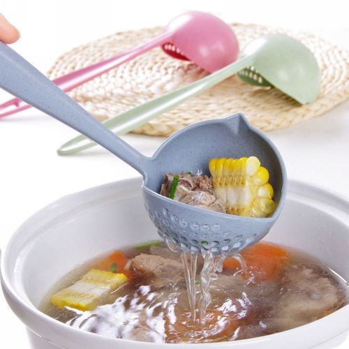 2 in 1 Long Handled Soup Spoon Tableware Cooking Kitchen Gadgets Tool Plastic