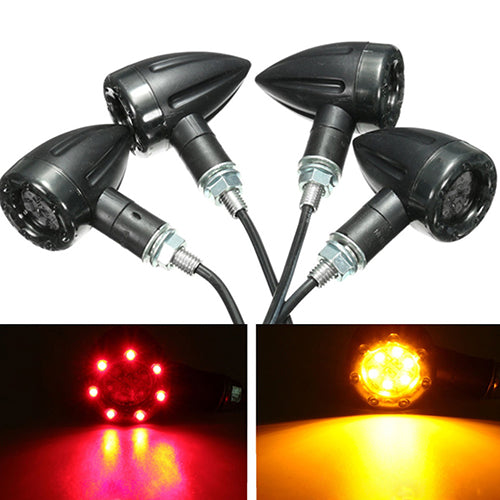 2 Pcs Universal Motorcycle LED Rear Turn Signal Running Brake Stop Safe Lights