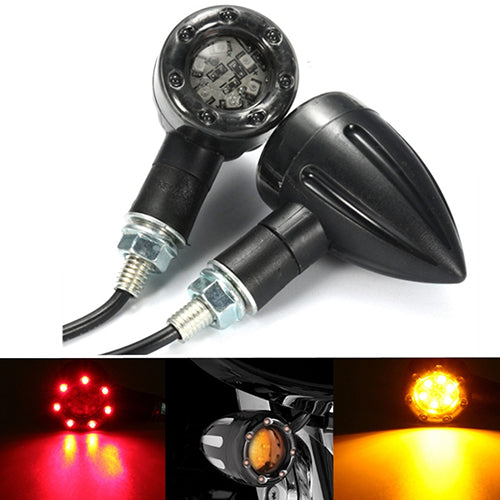 2 Pcs Universal Motorcycle LED Rear Turn Signal Running Brake Stop Safe Lights