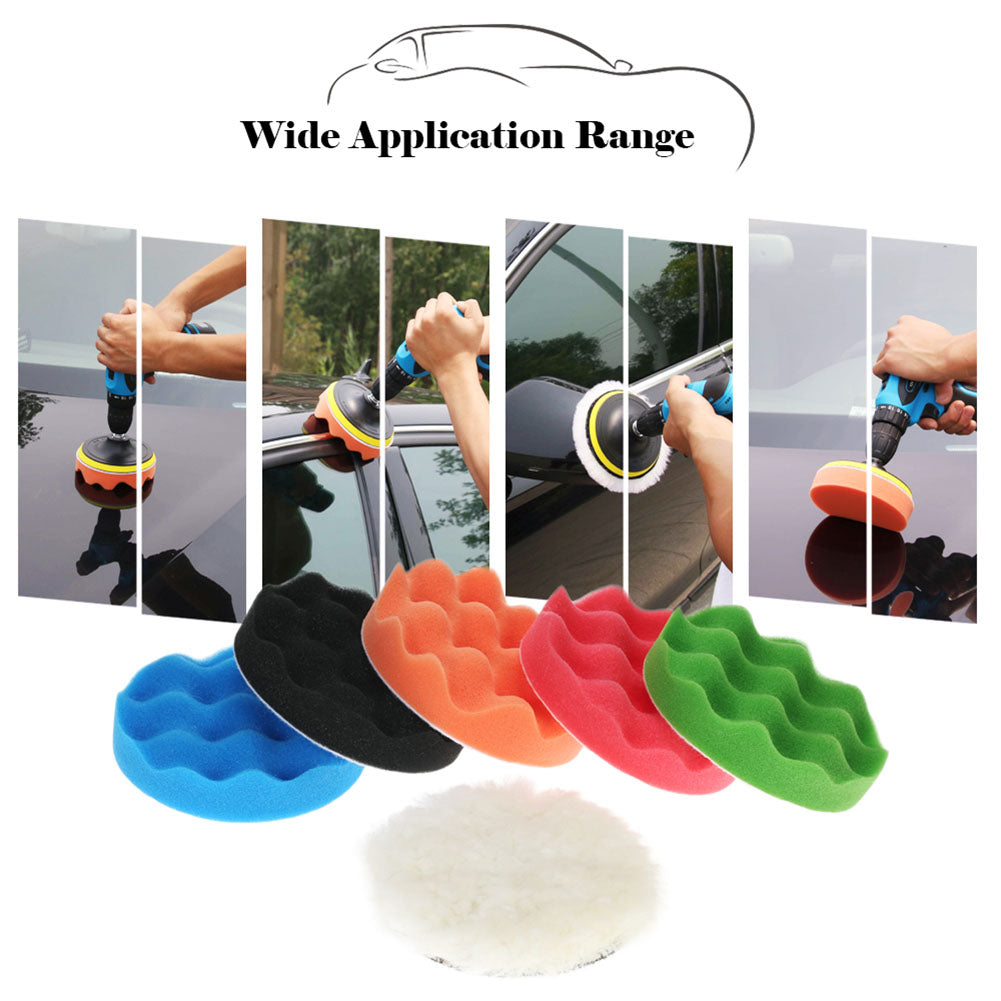 7Pcs/Set 5 Inch Car Vehicle Polishing Pad Waxing Buffing Sponge Shank Tool