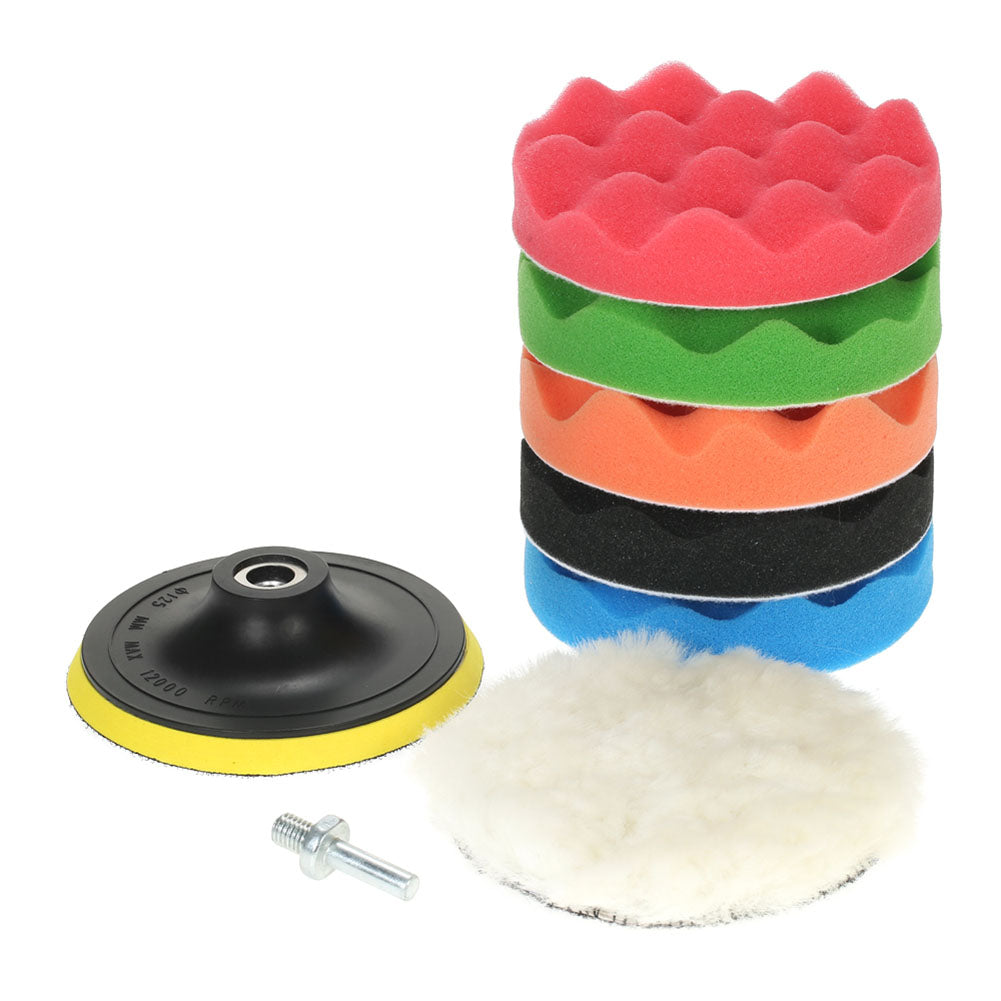 7Pcs/Set 5 Inch Car Vehicle Polishing Pad Waxing Buffing Sponge Shank Tool