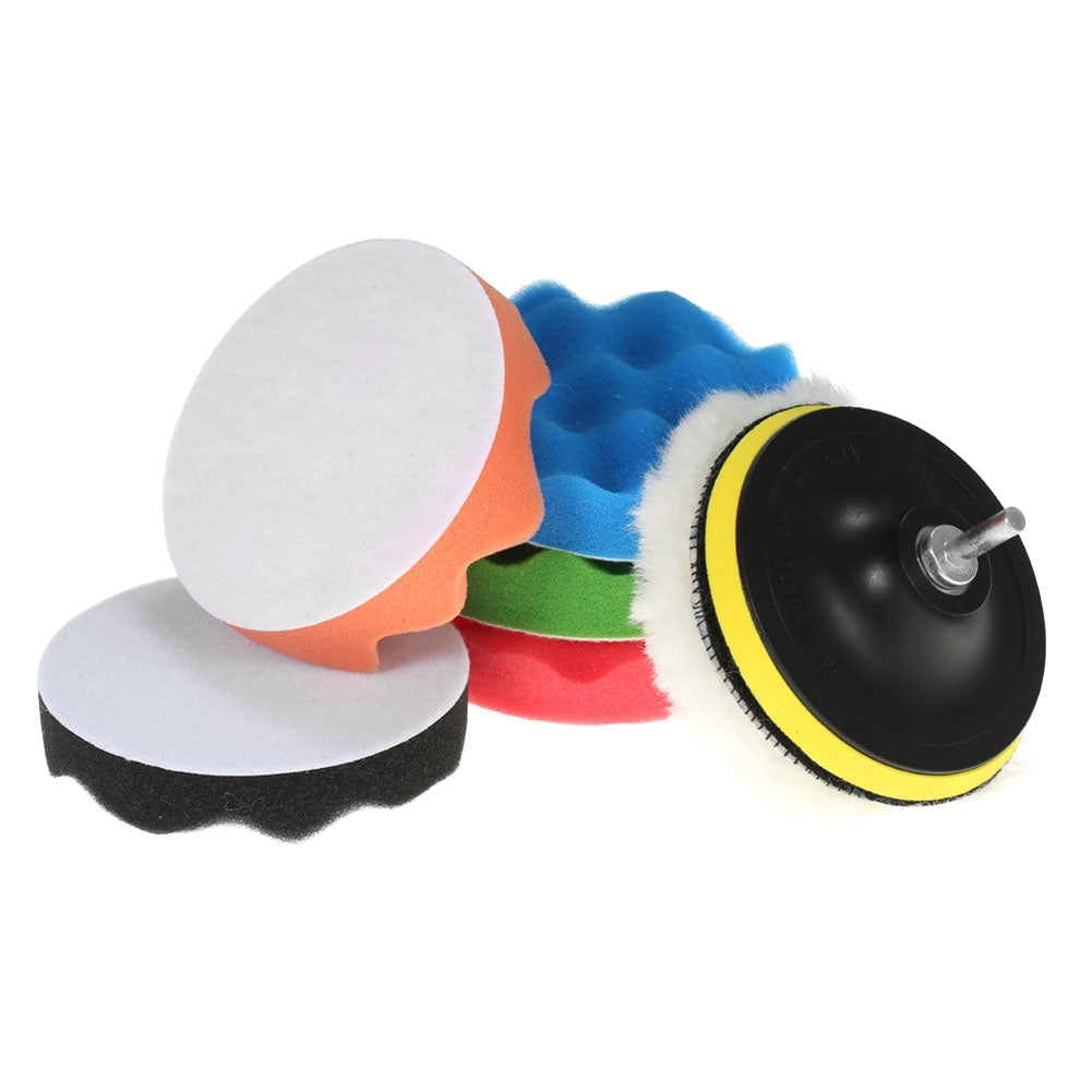 7Pcs/Set 5 Inch Car Vehicle Polishing Pad Waxing Buffing Sponge Shank Tool
