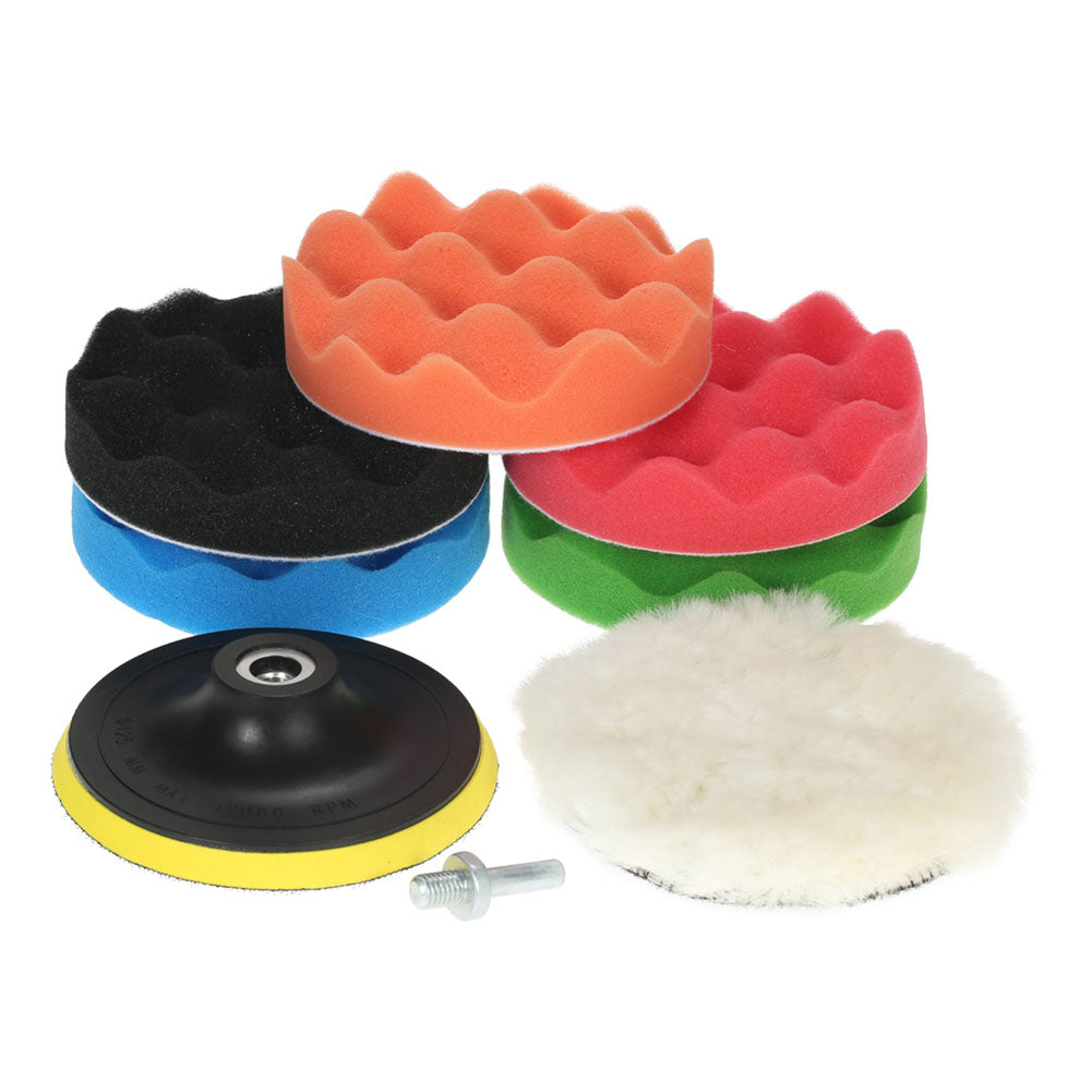 7Pcs/Set 5 Inch Car Vehicle Polishing Pad Waxing Buffing Sponge Shank Tool