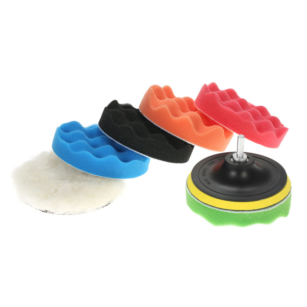 7Pcs/Set 5 Inch Car Vehicle Polishing Pad Waxing Buffing Sponge Shank Tool