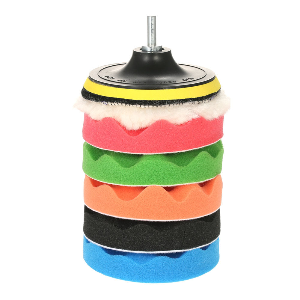 7Pcs/Set 5 Inch Car Vehicle Polishing Pad Waxing Buffing Sponge Shank Tool