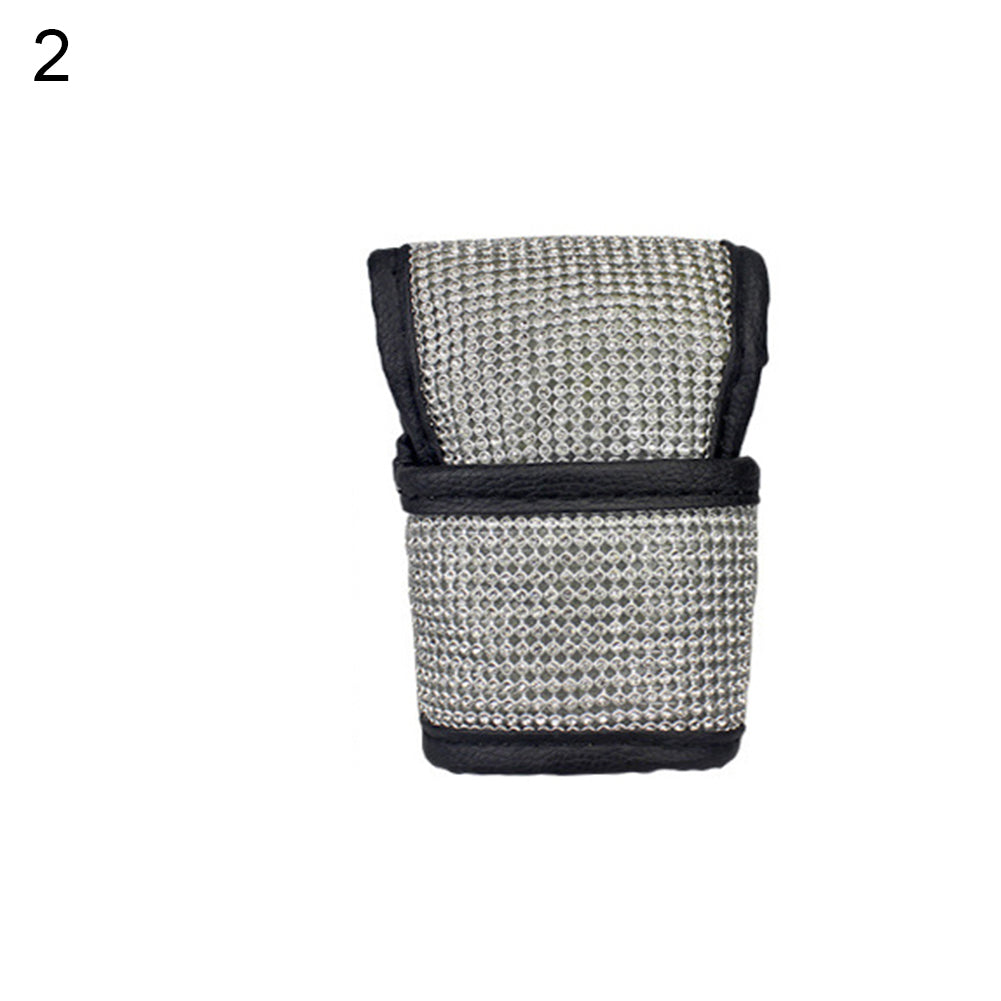 Shiny Rhinestone Faux Leather Car Handbrake Gear Shifter Knob Protective Cover