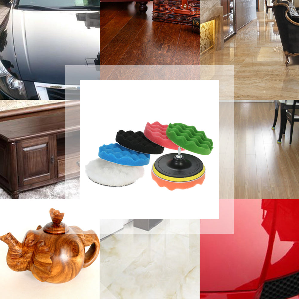 7Pcs Car 6Inch Auto Polishing Pads Waxing Buffing Sponge Sander Sealing Glaze