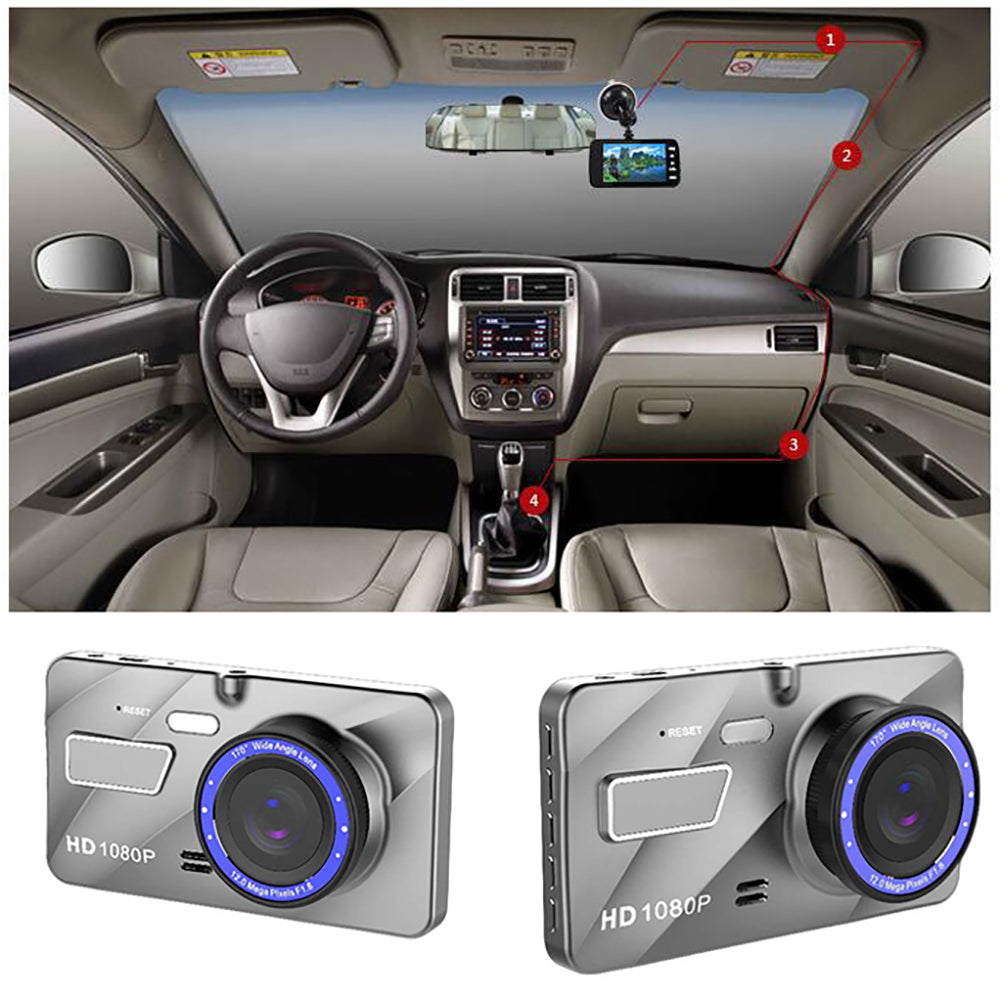 4 Inch HD Car DVR Camera Dual Lens Video Recorder Dash Cam with Night Version