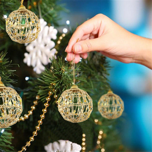 6Pcs Metal Christmas Xmas Tree Ball Baubles Hanging Home Party Sequin Ornament