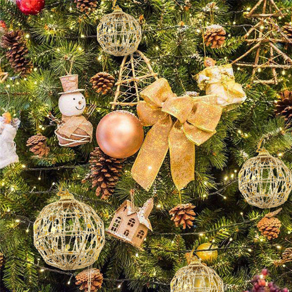 6Pcs Metal Christmas Xmas Tree Ball Baubles Hanging Home Party Sequin Ornament