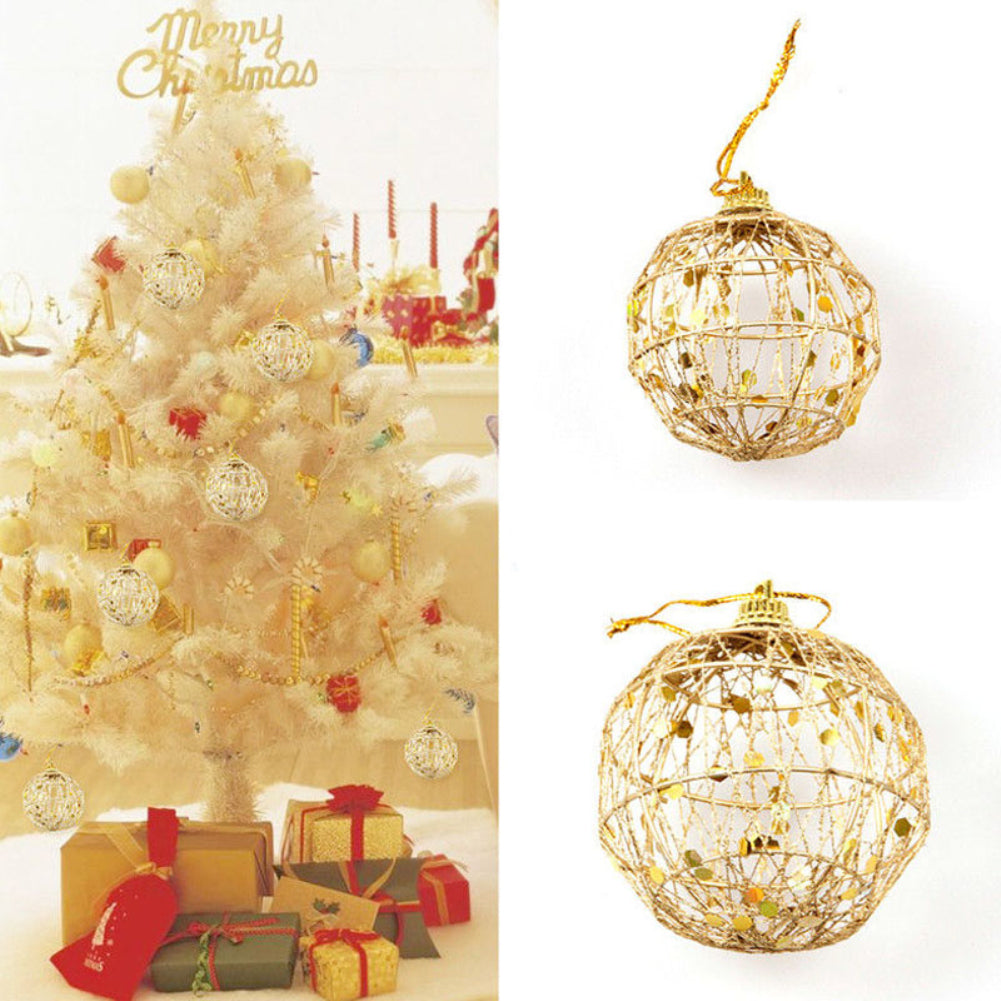 6Pcs Metal Christmas Xmas Tree Ball Baubles Hanging Home Party Sequin Ornament