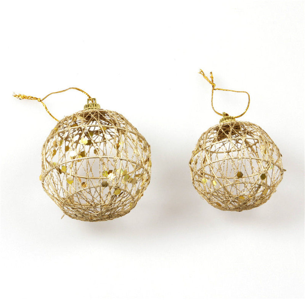 6Pcs Metal Christmas Xmas Tree Ball Baubles Hanging Home Party Sequin Ornament