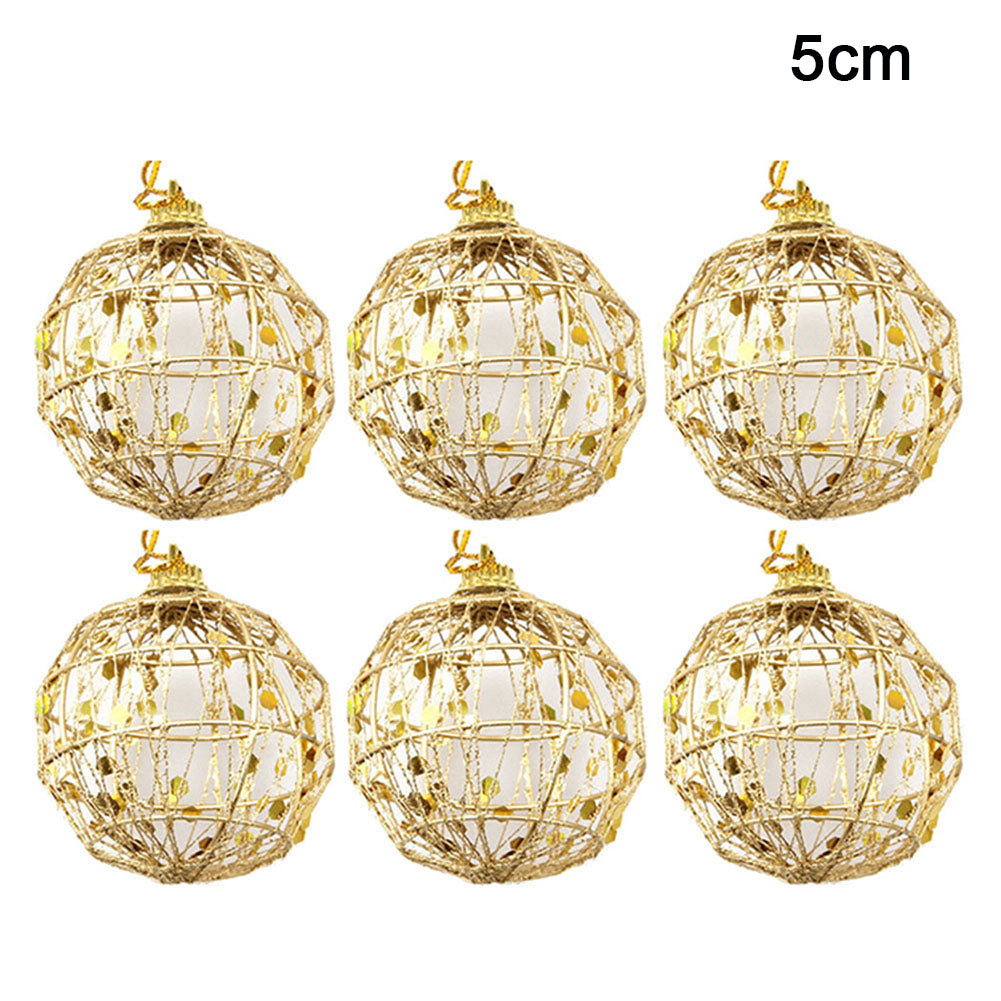 6Pcs Metal Christmas Xmas Tree Ball Baubles Hanging Home Party Sequin Ornament