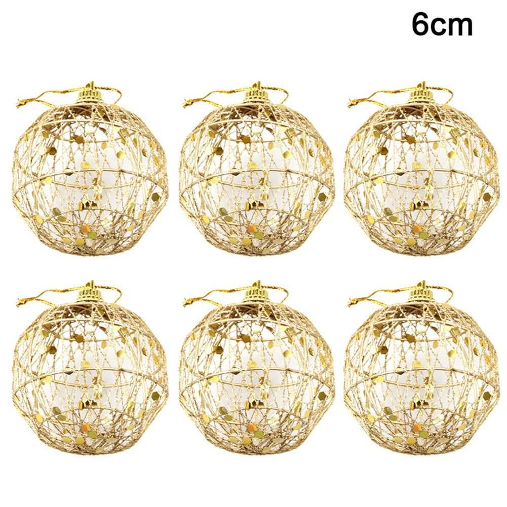 6Pcs Metal Christmas Xmas Tree Ball Baubles Hanging Home Party Sequin Ornament